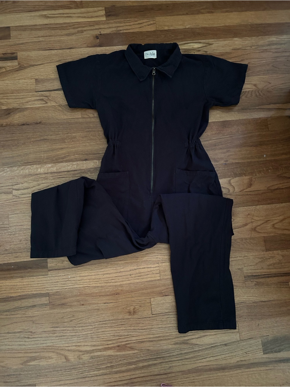 Noble Black Short-Sleeve Utility Jumpsuit